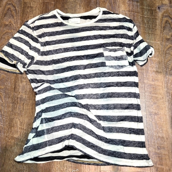 Lamb&Flag Tops - Lamb&Flag black and white striped shirt